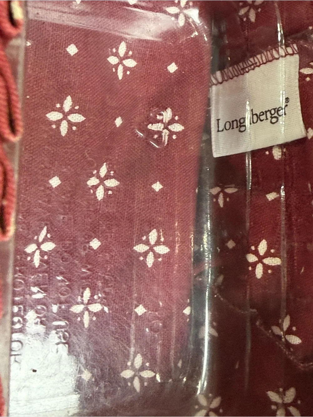 Longaberger Baskets 1994 Tea Basket with Cranberry Color Fabric & Plastic Liner